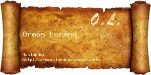 Ormós Loránd névjegykártya